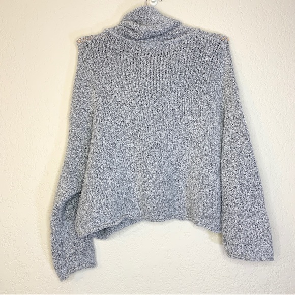 Free People BFF Knit Sweater Cowl Neck Boxy Oversized Pullover Grey Size XS - Picture 8 of 13